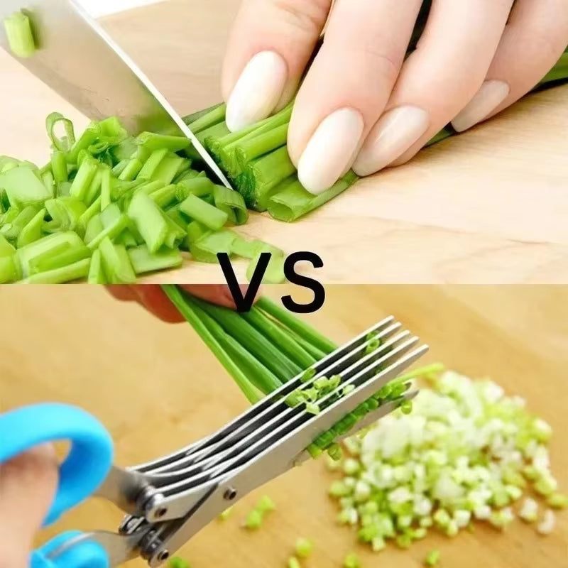 Multifunctional Scissors Stainless Steel 5 Layer Kitchen Scissors Scallion Cutter Pepper Herb Laver Spices Onion Cooking Tool